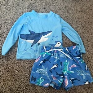 Carter's Shark Adventure Swim Rashguard Set - Blue